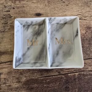 Mr and Mrs Marble Gold Ring Dish